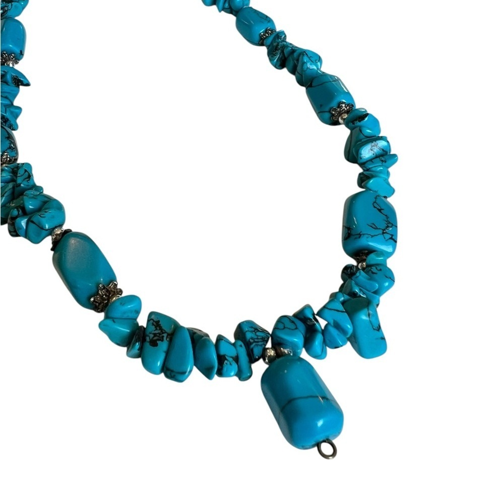 Vintage Faux Turquoise Beaded Adjustable Necklace Western Southwestern Boho Chic